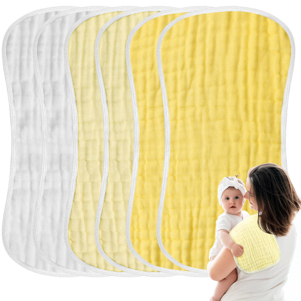 MUKIN neutral gradient patterns on burp cloths fit any nursery decor
