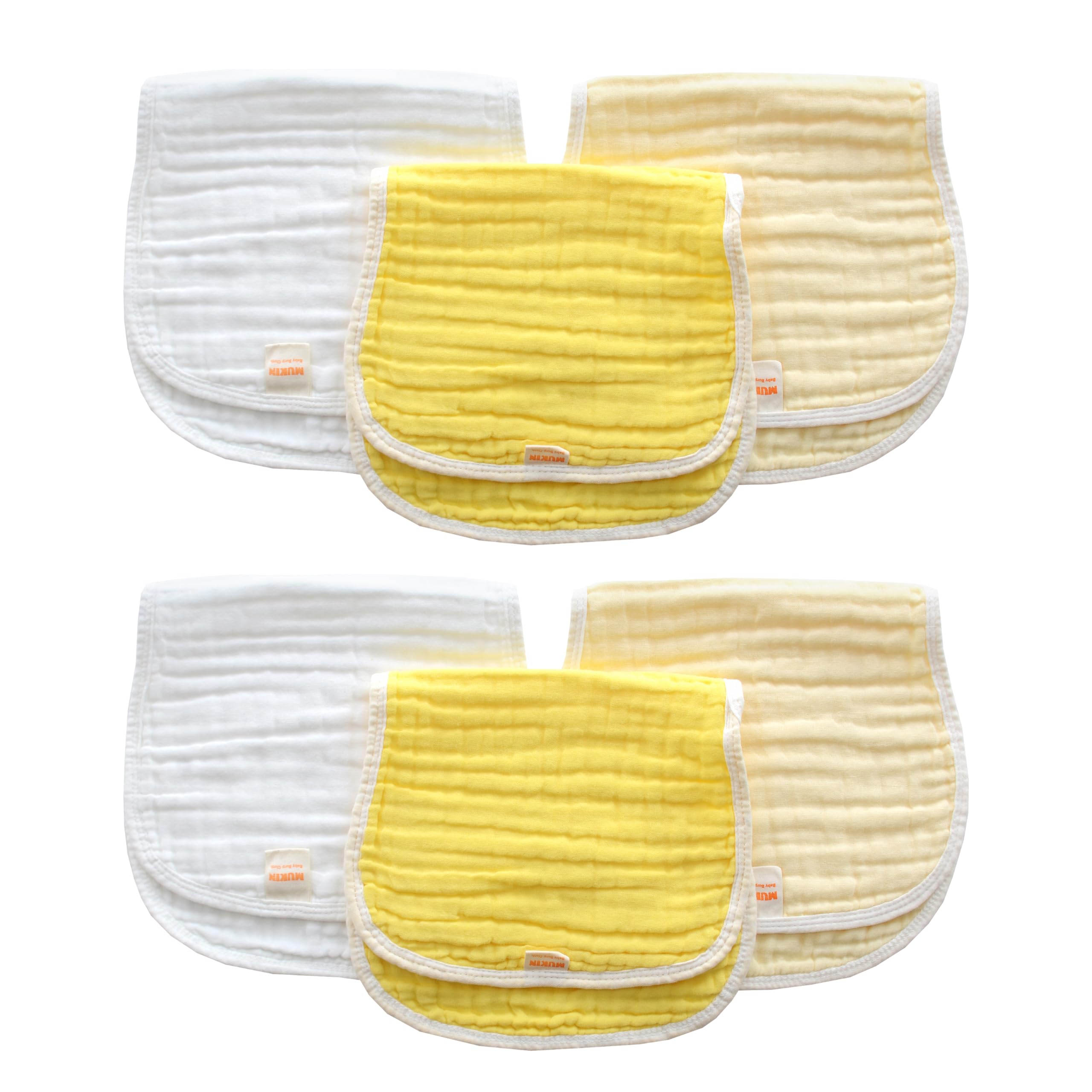 MUKIN gradient yellow burp cloths add style and practical mess management