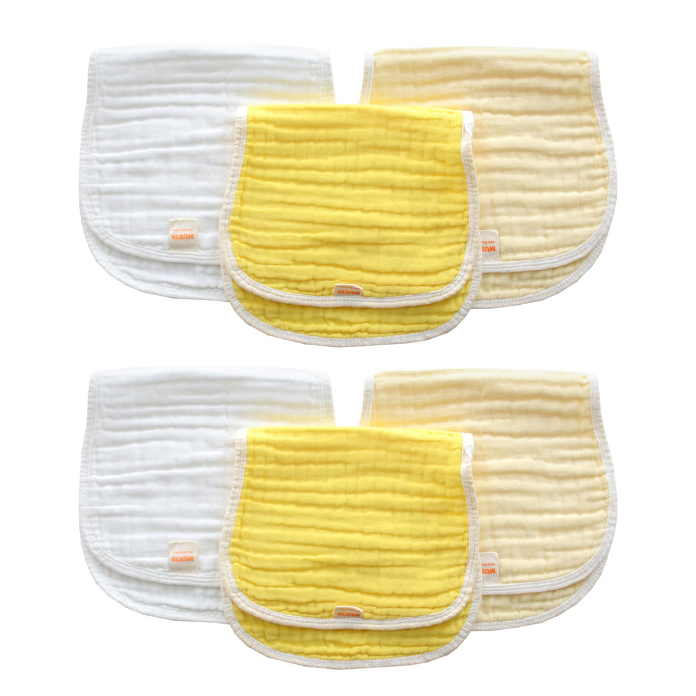 MUKIN gradient yellow burp cloths add style and practical mess management