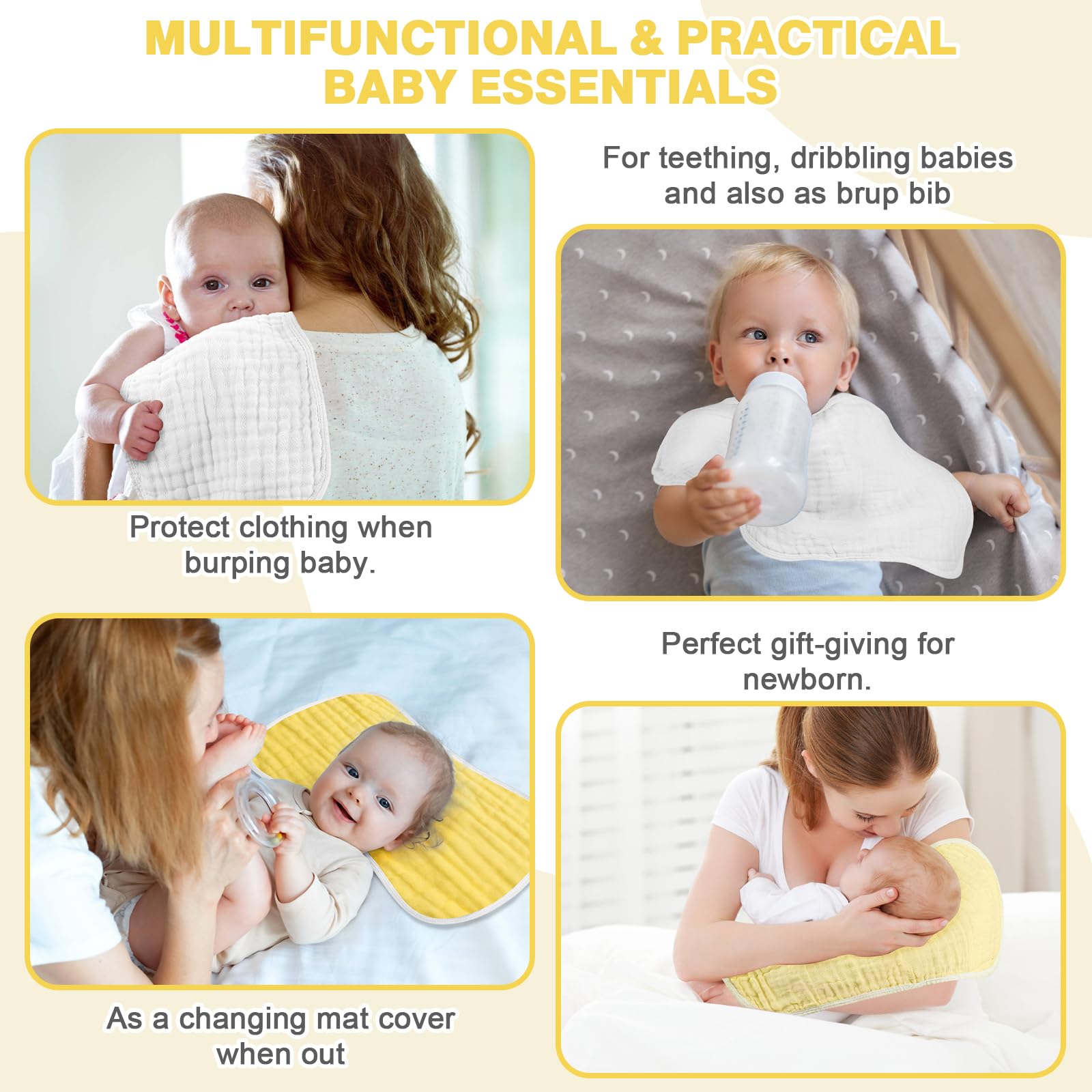 MUKIN burp cloth for nursery use as lap pad or nursing cover