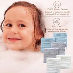MUKIN baby face cloth ash gray showing gentle newborn cleansing