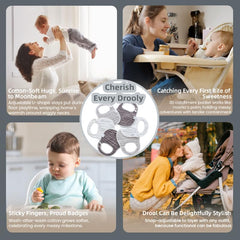 MUKIN bibs gradient grey adjustable snap closures for growing babies.
