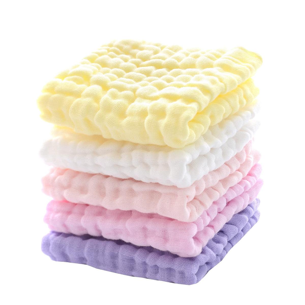 MUKIN baby muslin washcloths pack in pastel colors for gentle newborn bath time