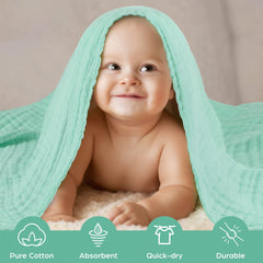 MUKIN baby towels wrap a baby after bath for warmth.