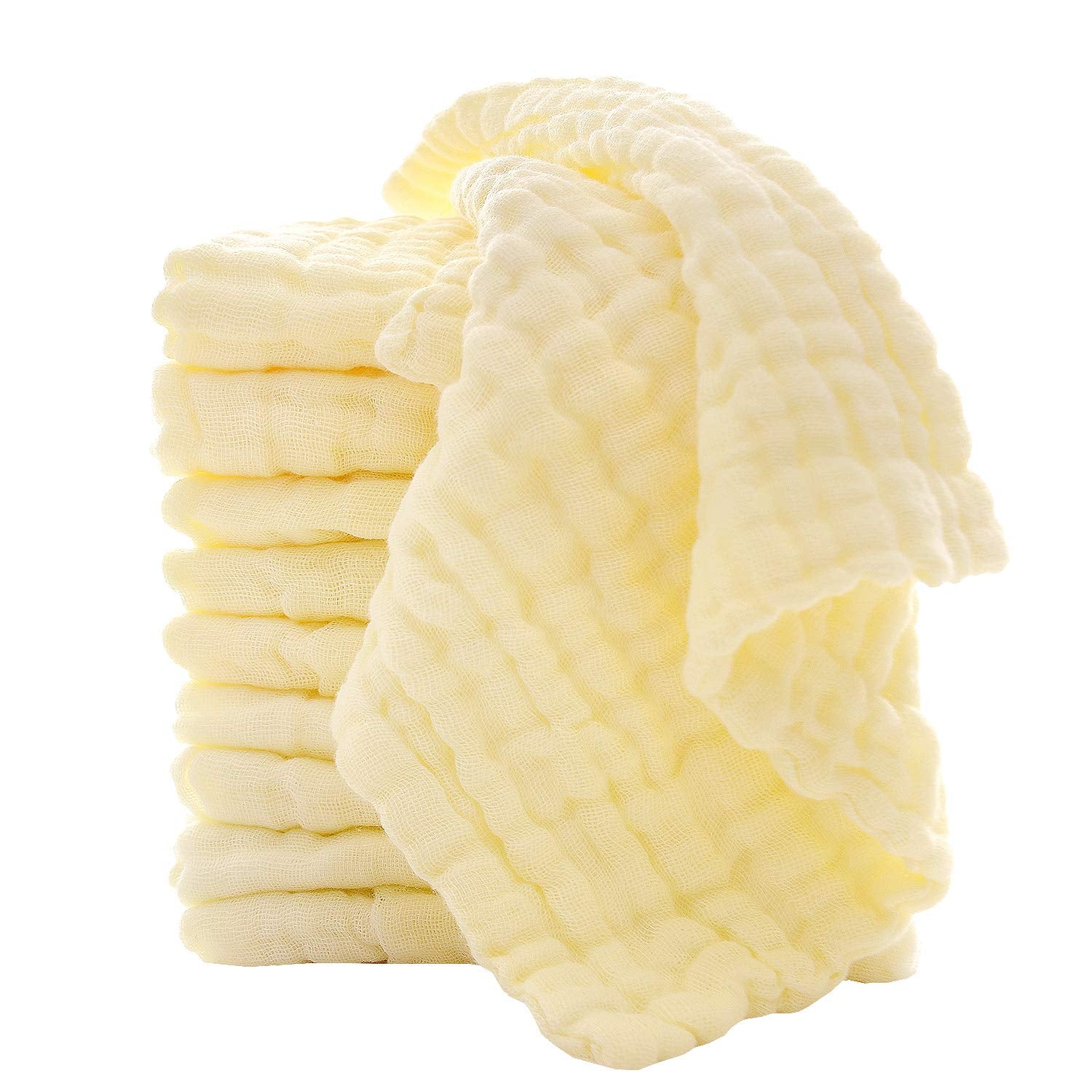 MUKIN 12x12 inch washcloth laid flat, ideal for bath time and wipes.