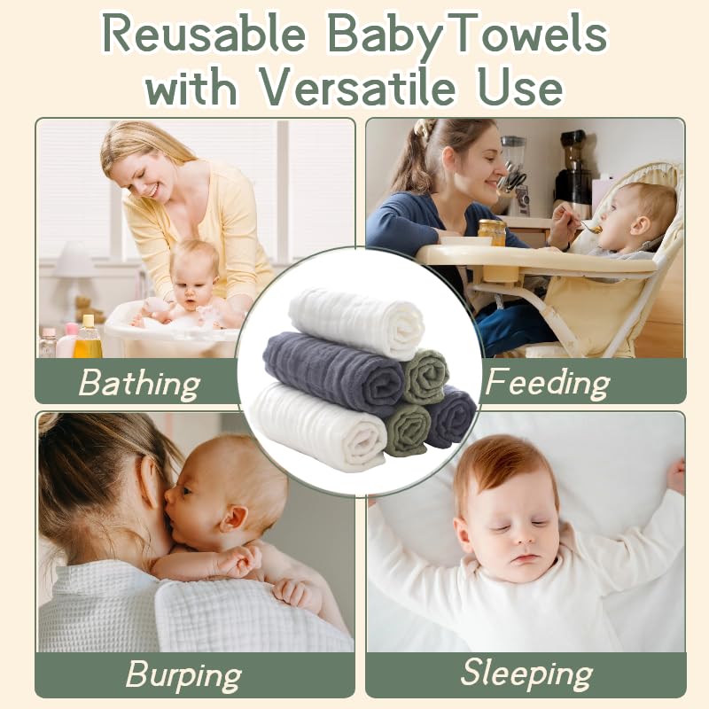 MUKIN 12x12-inch size washcloths: for newborn bath time
