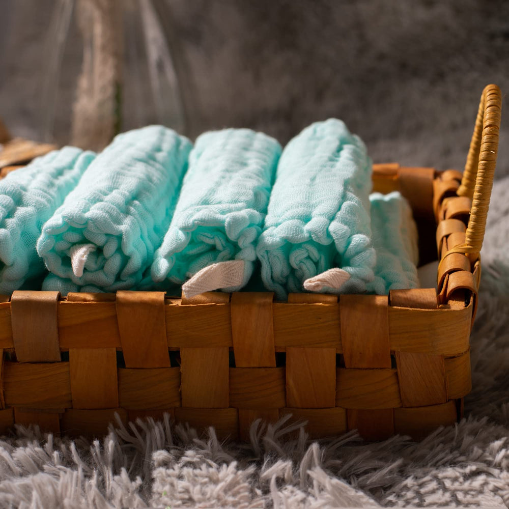 MUKIN baby washcloths 12x12 size showcases generous soft layers for bath time.