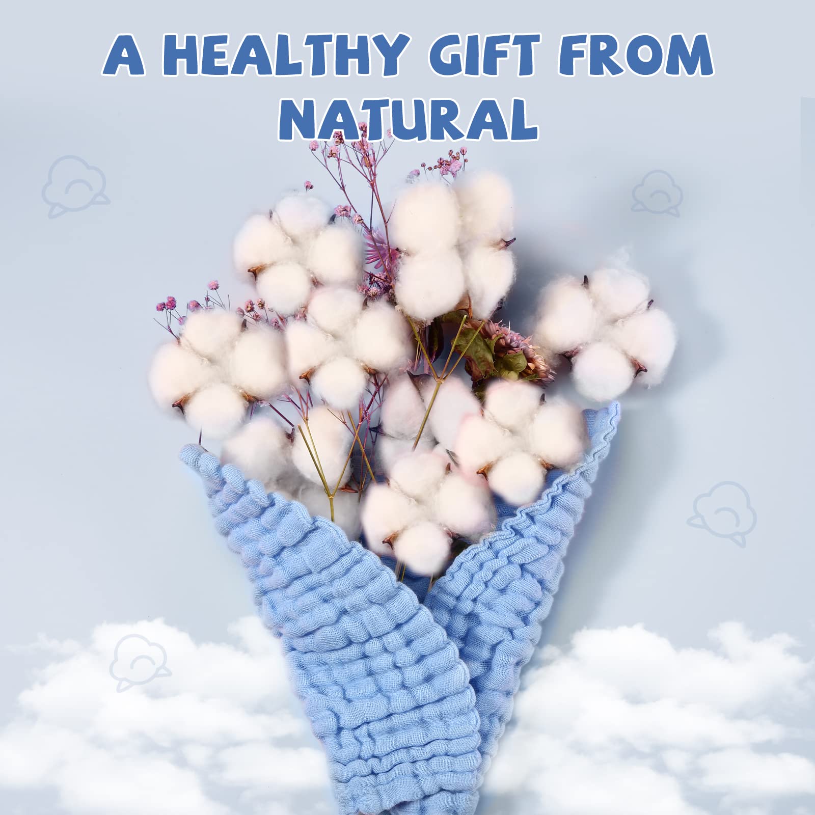 MUKIN washcloths in blue showing absorbent weave for quick cleanup.