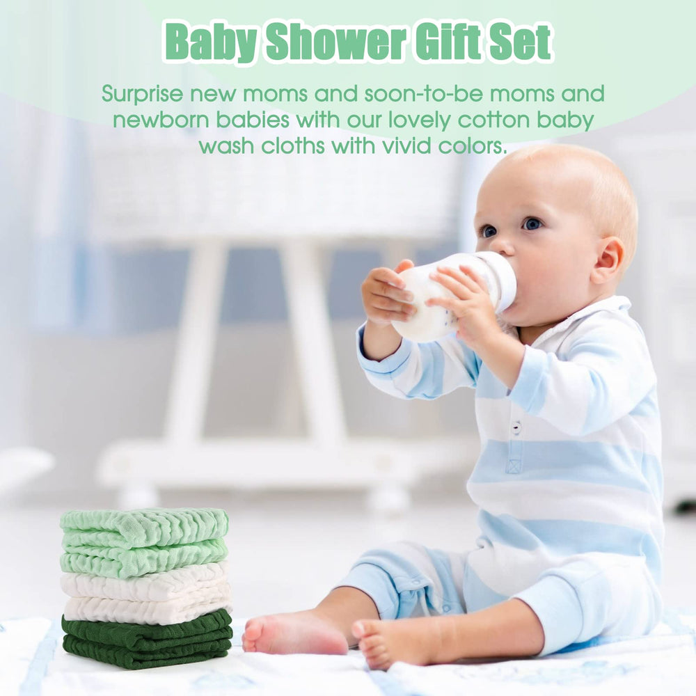 MUKIN washcloths during a calm newborn bath time