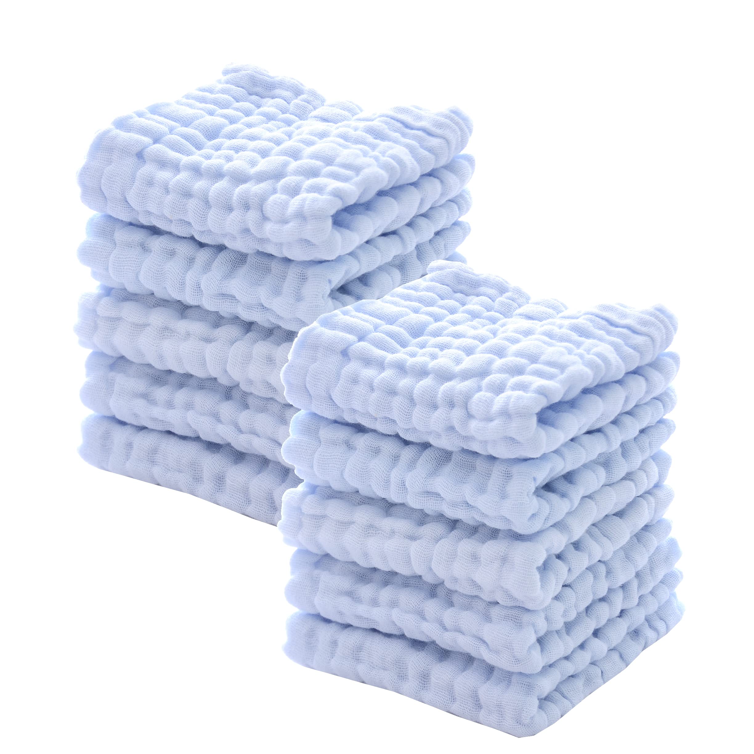 MUKIN baby washcloths close-up reveals ultra-soft six-layer cotton for sensitive newborn skin.