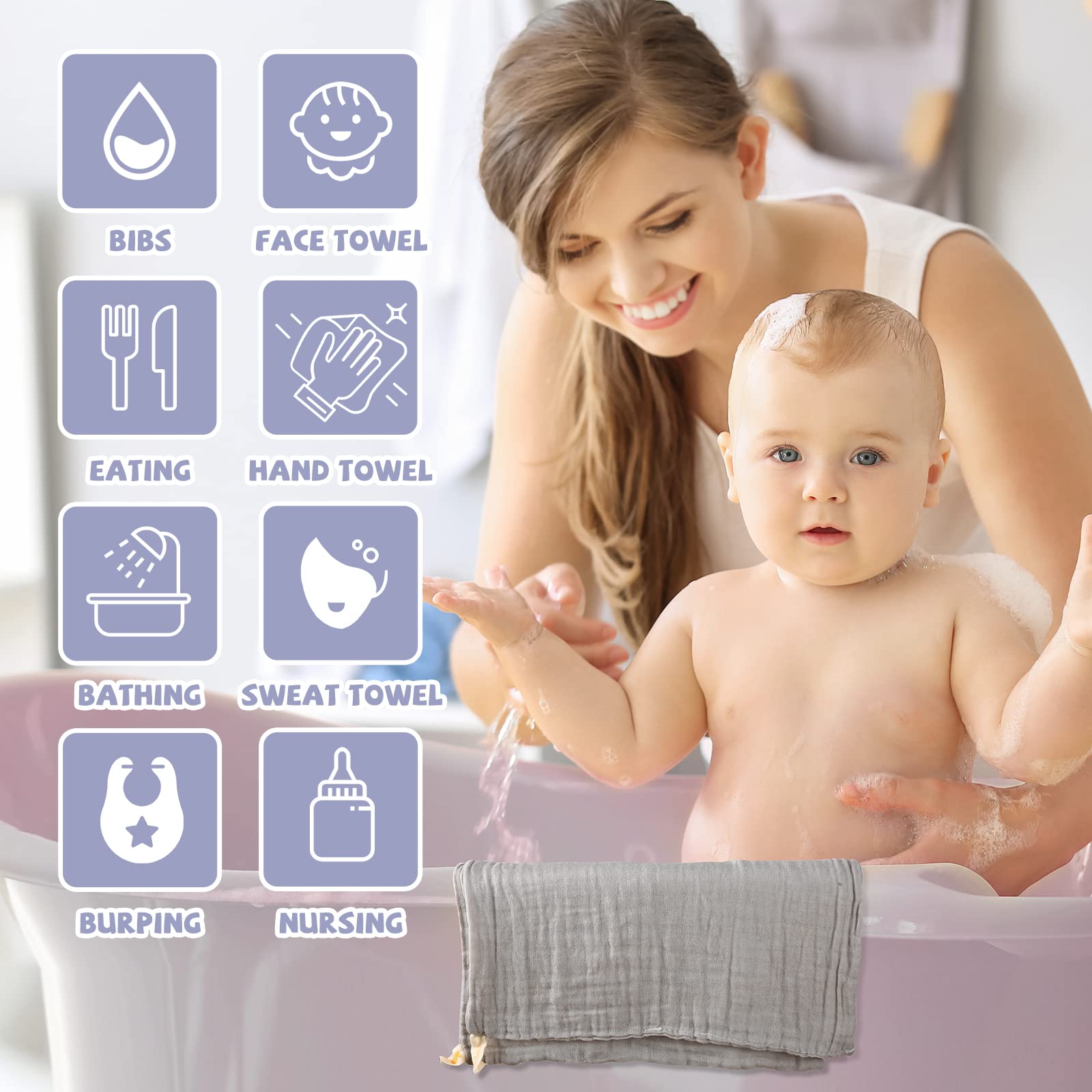 MUKIN baby washcloths cotton weave closeup reveals quality and softness.
