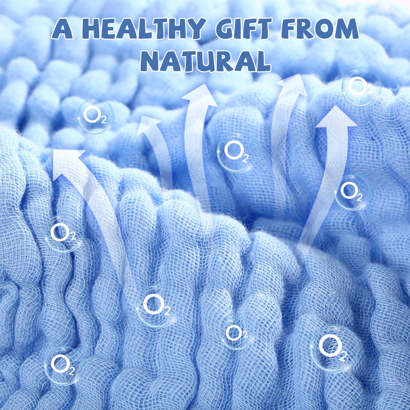 MUKIN blue and white washcloths, fast-drying design for nursery use.