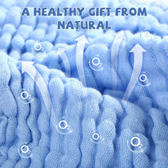 MUKIN blue and white washcloths, fast-drying design for nursery use.