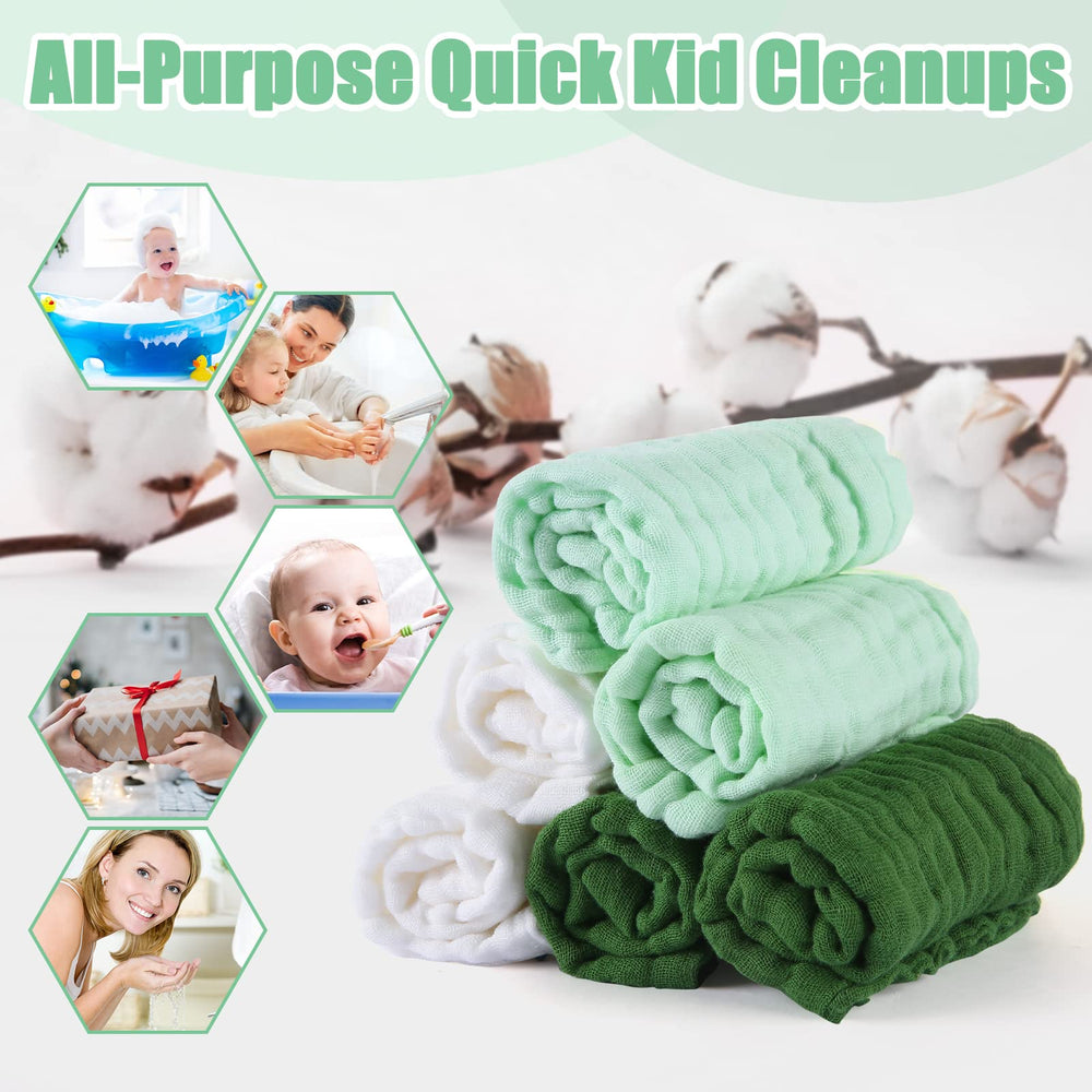 MUKIN 12x12 inch washcloths laid flat for size reference