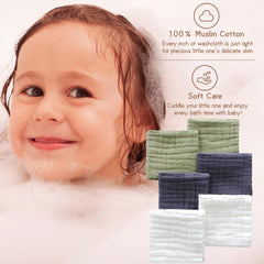 MUKIN baby washcloths pack 6 dark gray: breathable newborn care cloths