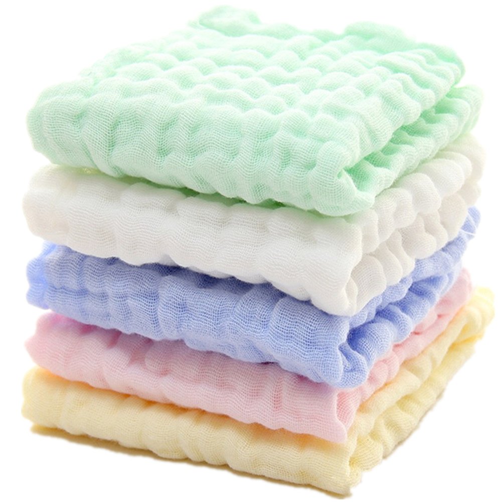 MUKIN baby washcloths pack close-up, ultra-soft cotton for gentle newborn cleansing.
