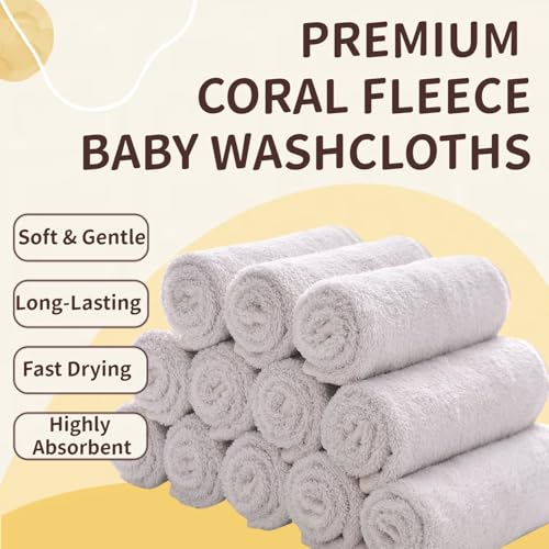 MUKIN baby washcloths set 12x12 gray bath time use soft absorbent cloths