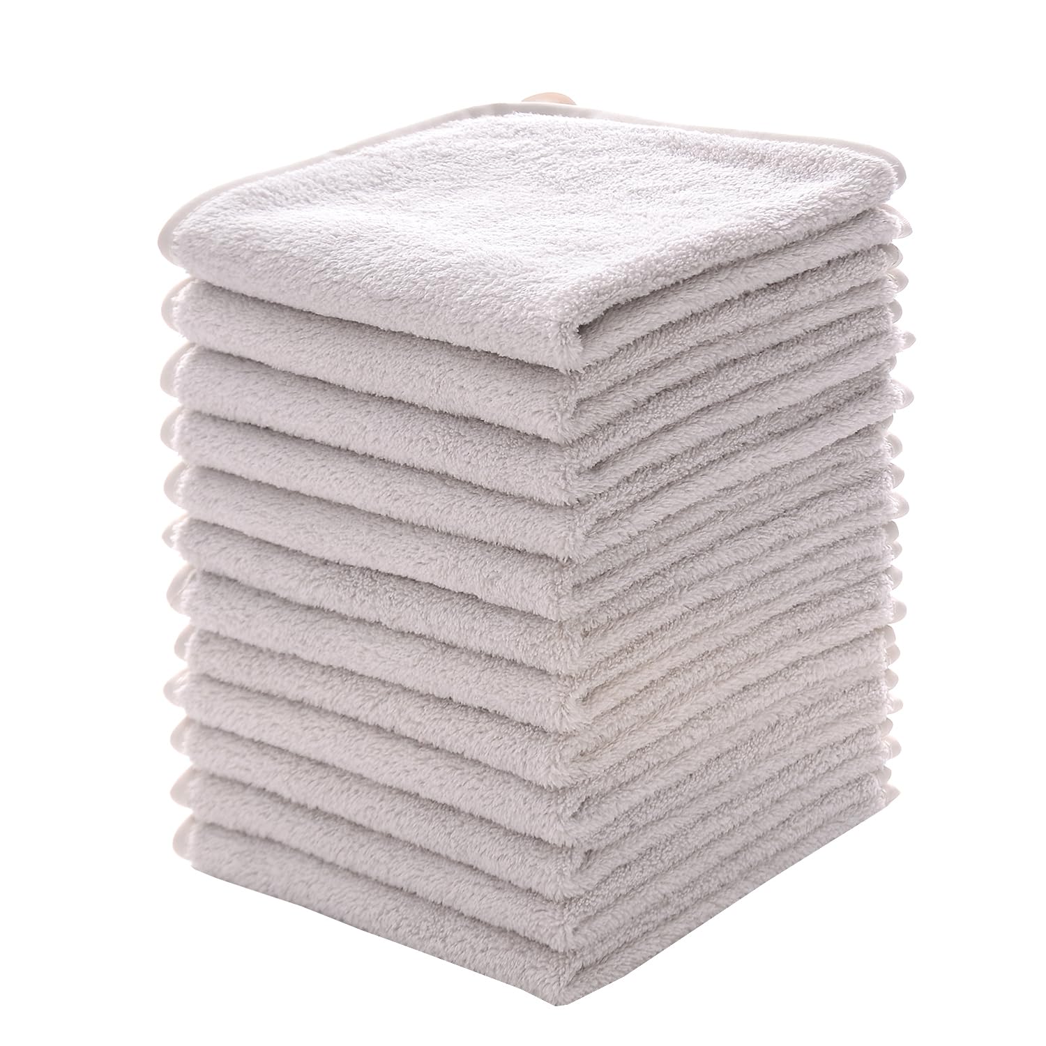 MUKIN baby washcloths set 12x12 gray durable and fluffy after washes