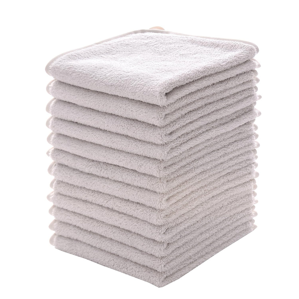 MUKIN baby washcloths set 12x12 gray ultra-soft coral fleece for gentle bath time