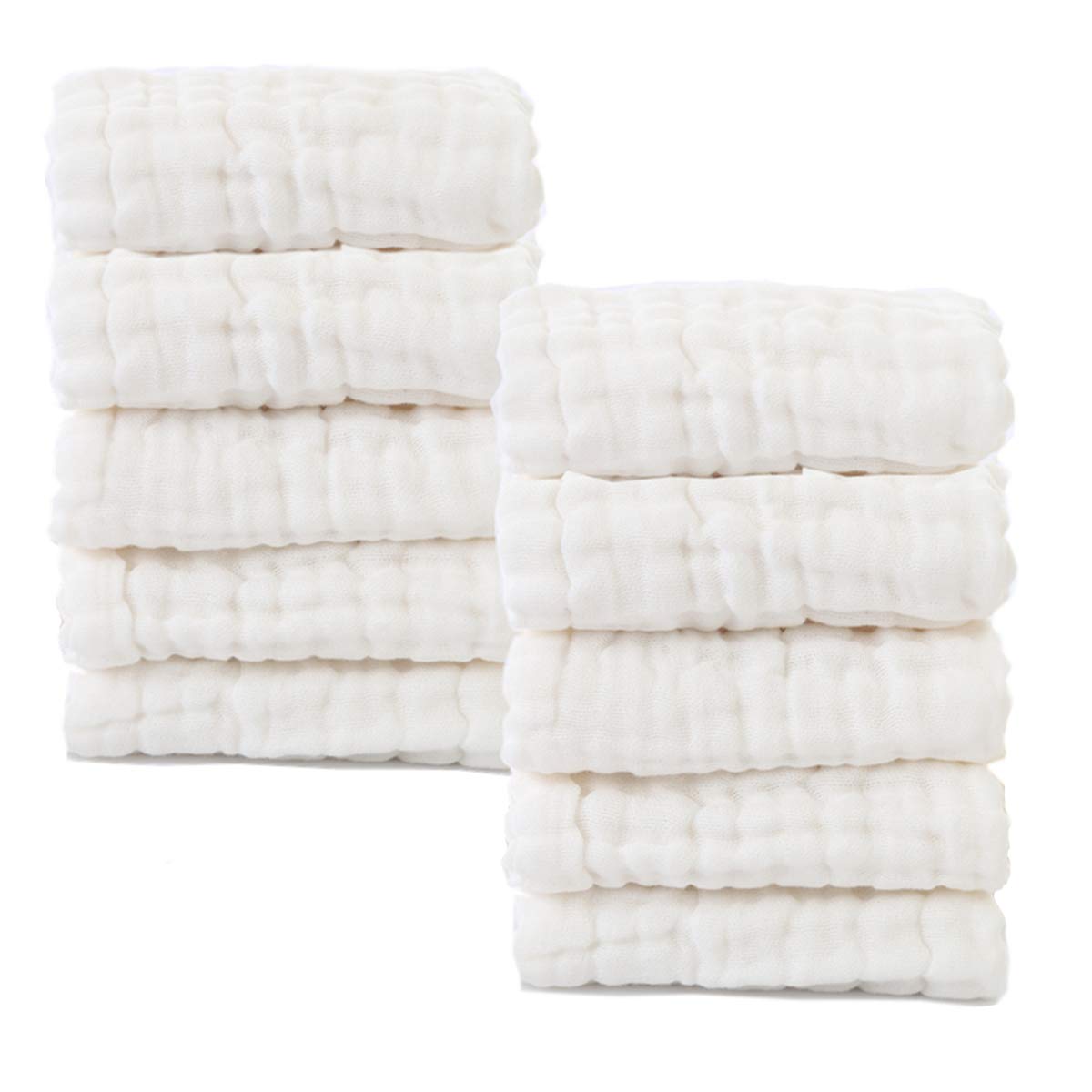 MUKIN baby washcloths close-up shows ultra-soft cotton for delicate skin cleansing.