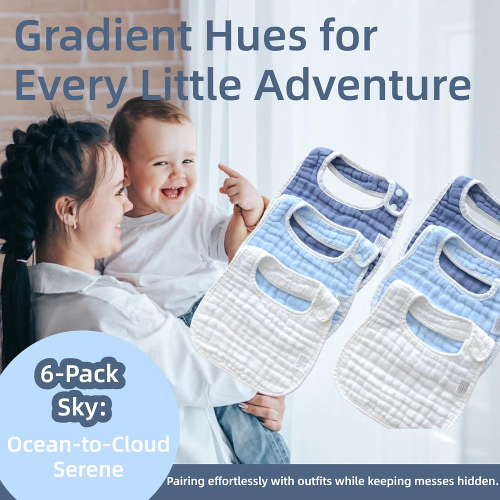 MUKIN gradient blue pack flatlay shows assorted colors for daily baby outfits.