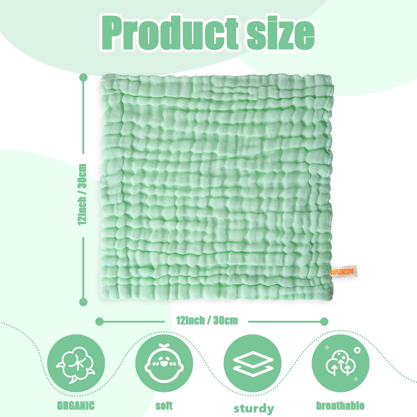 MUKIN muslin washcloths absorbent bath towels blue for quick bath-time drying.