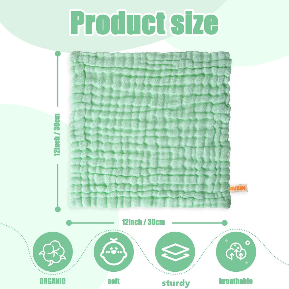 MUKIN muslin washcloths absorbent bath towels blue for quick bath-time drying.