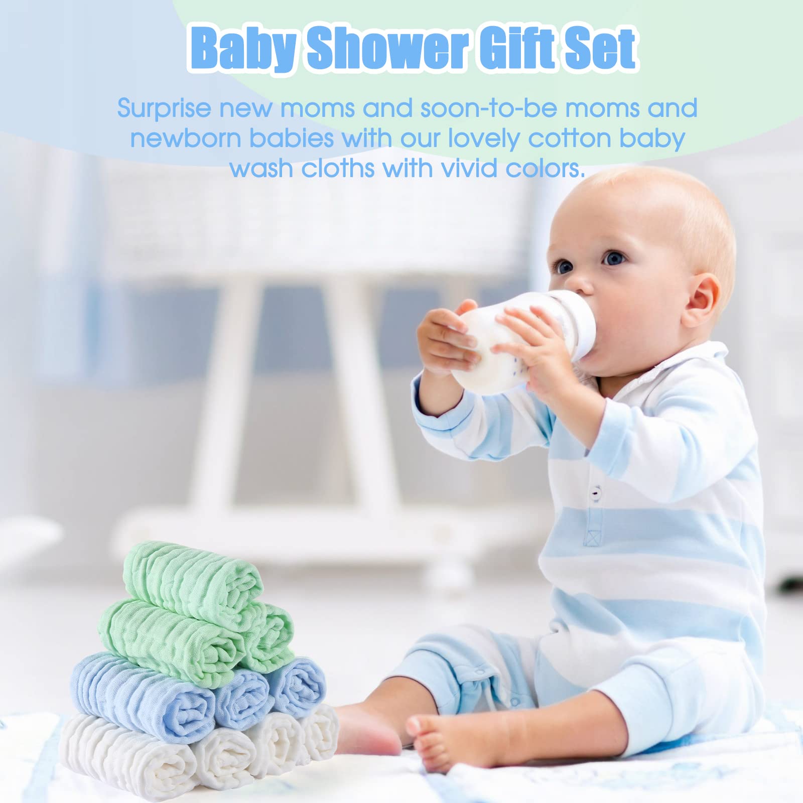 MUKIN muslin washcloths baby registry blue pack makes a practical shower gift.