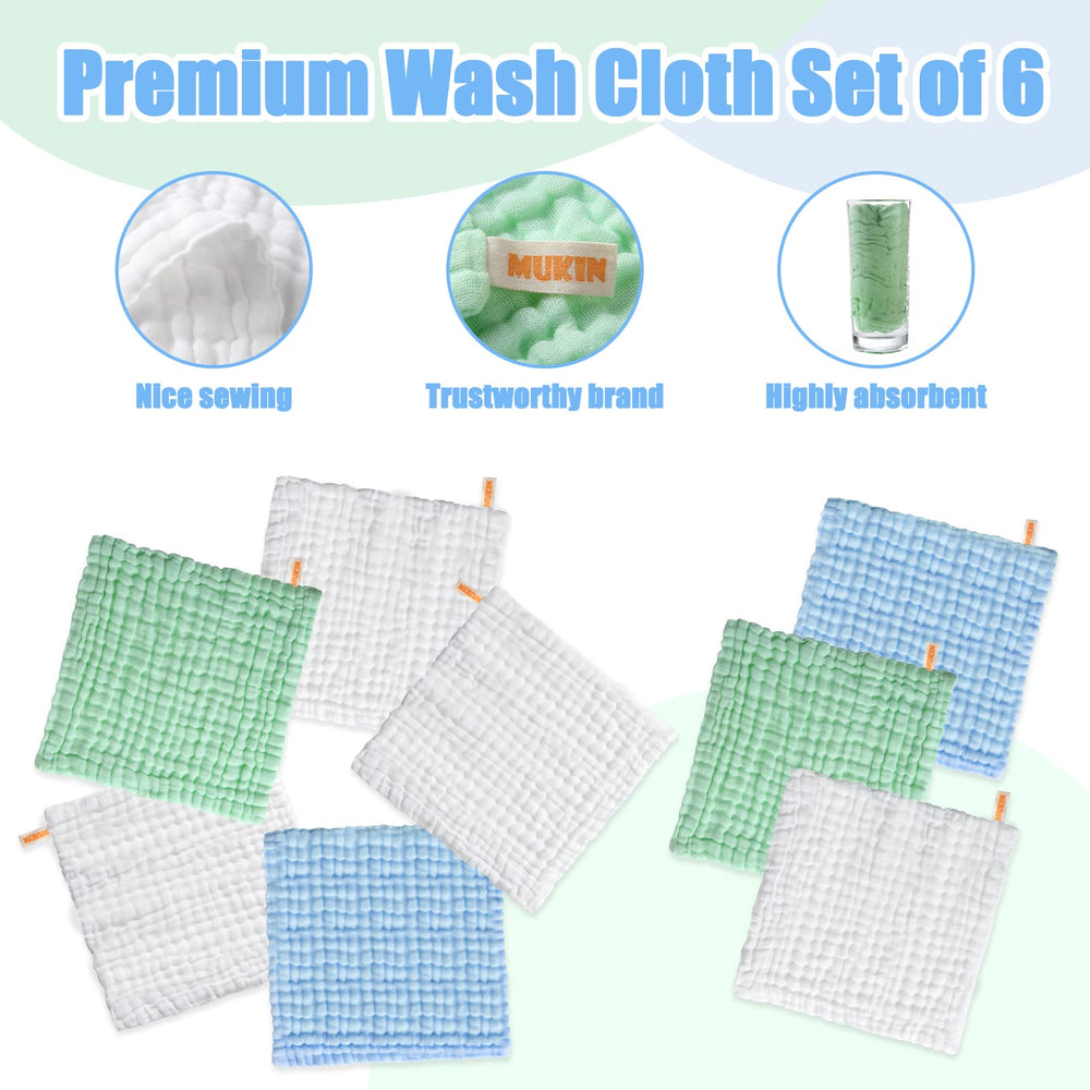 MUKIN muslin washcloths baby care white ideal for gentle cleansing and makeup removal.