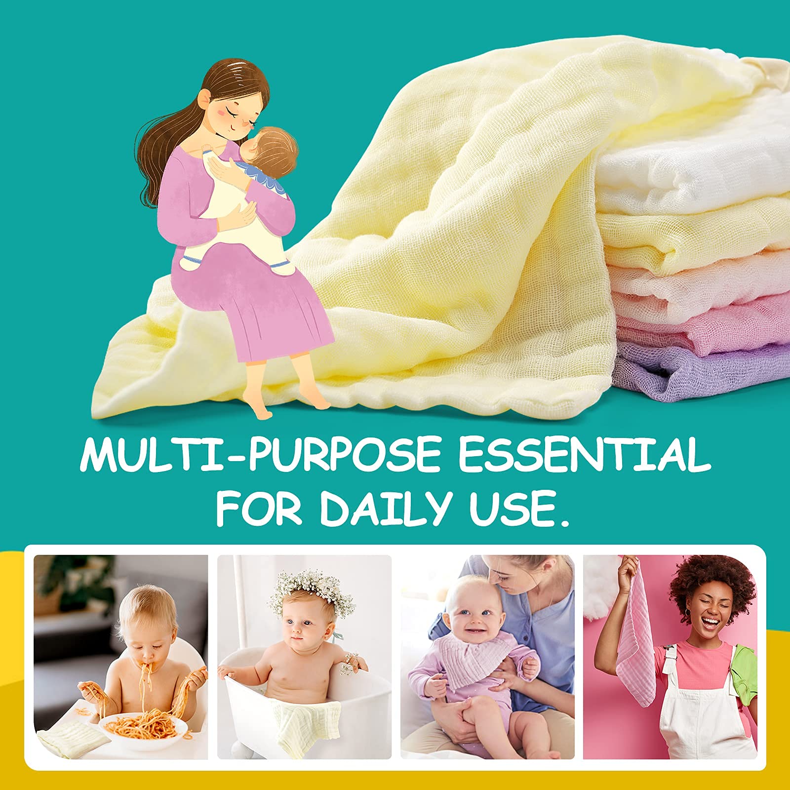 MUKIN double-layer muslin cloth showcases durability after repeated washing