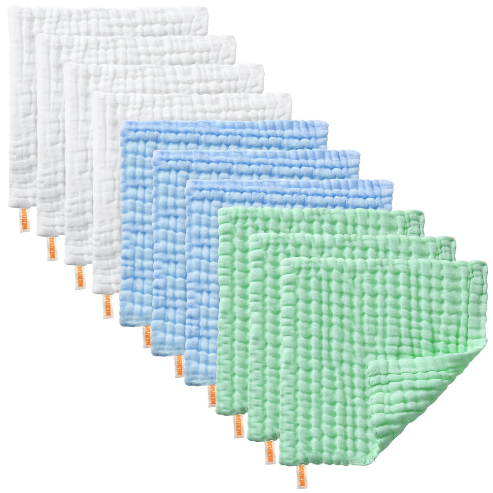 MUKIN muslin washcloths safe for baby skin green.