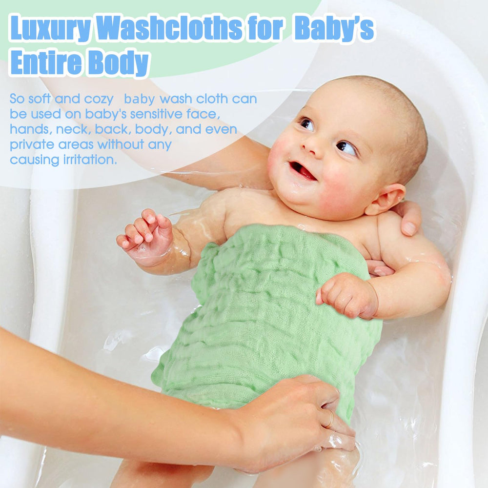 MUKIN muslin washcloths six-layer thick blue designed for extra absorbency.