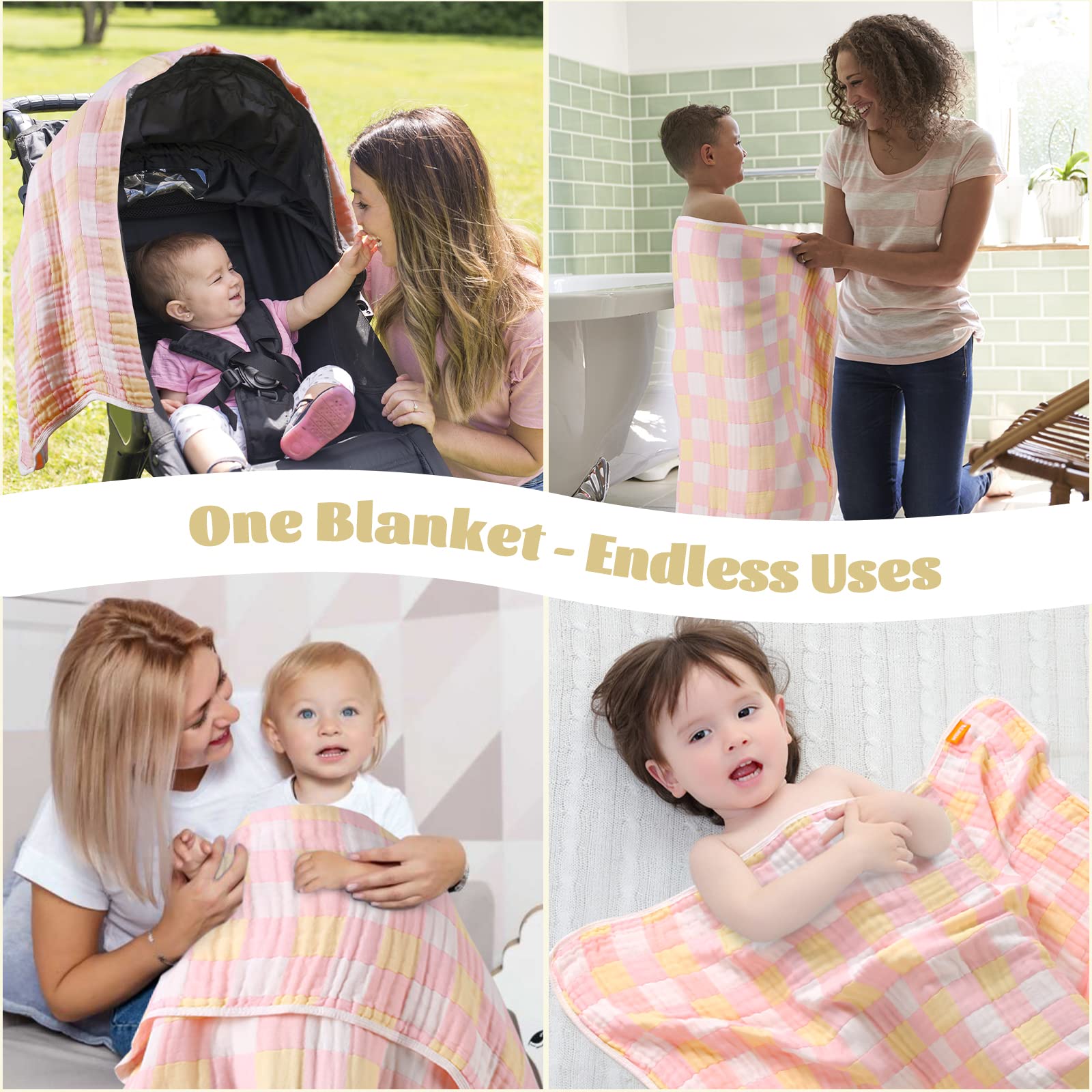 MUKIN swaddle as bath towel shows absorbent, quick-drying performance.
