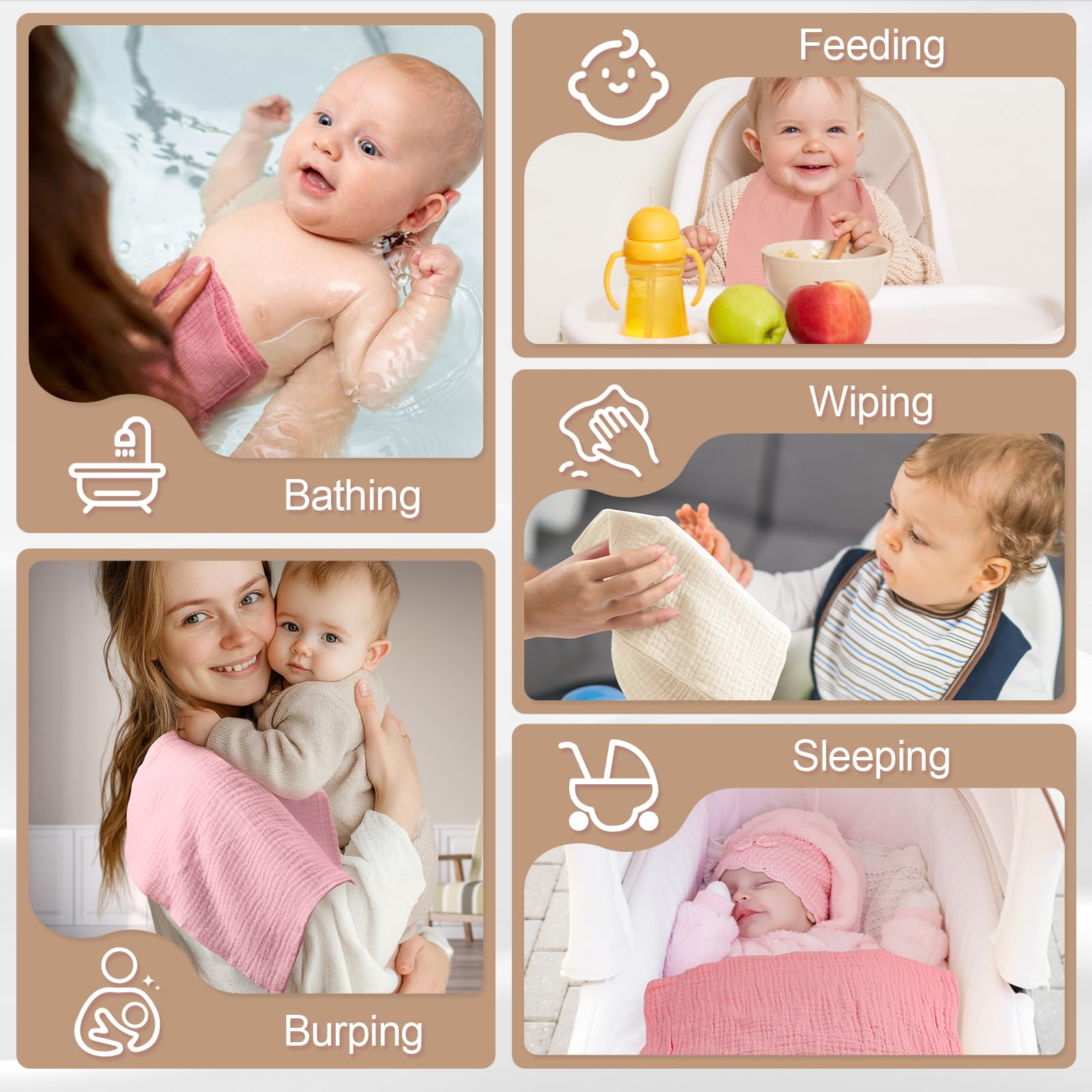 MUKIN pack of 5 washcloths ready for daily use.