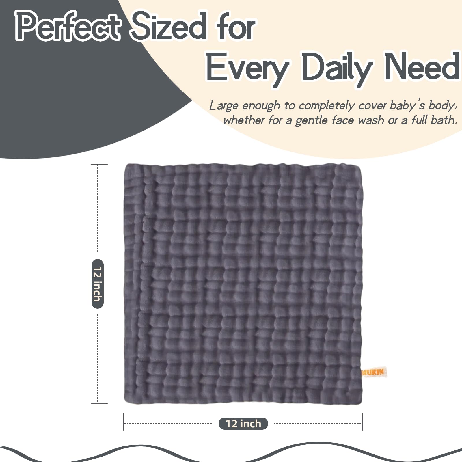 MUKIN small baby washcloths breathable-muslin-cotton gentle reusable alternative to disposables