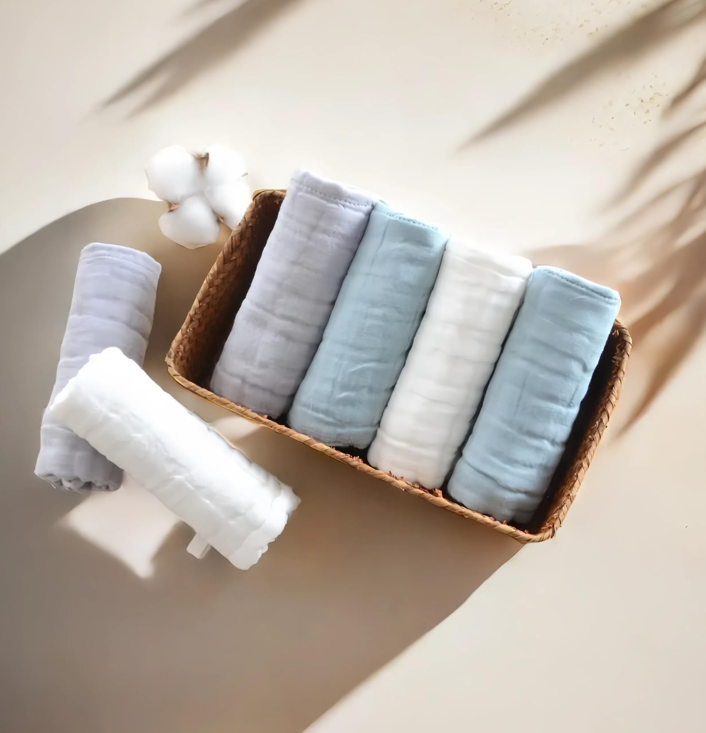MUKIN soft towel folded white demonstrating compact storage