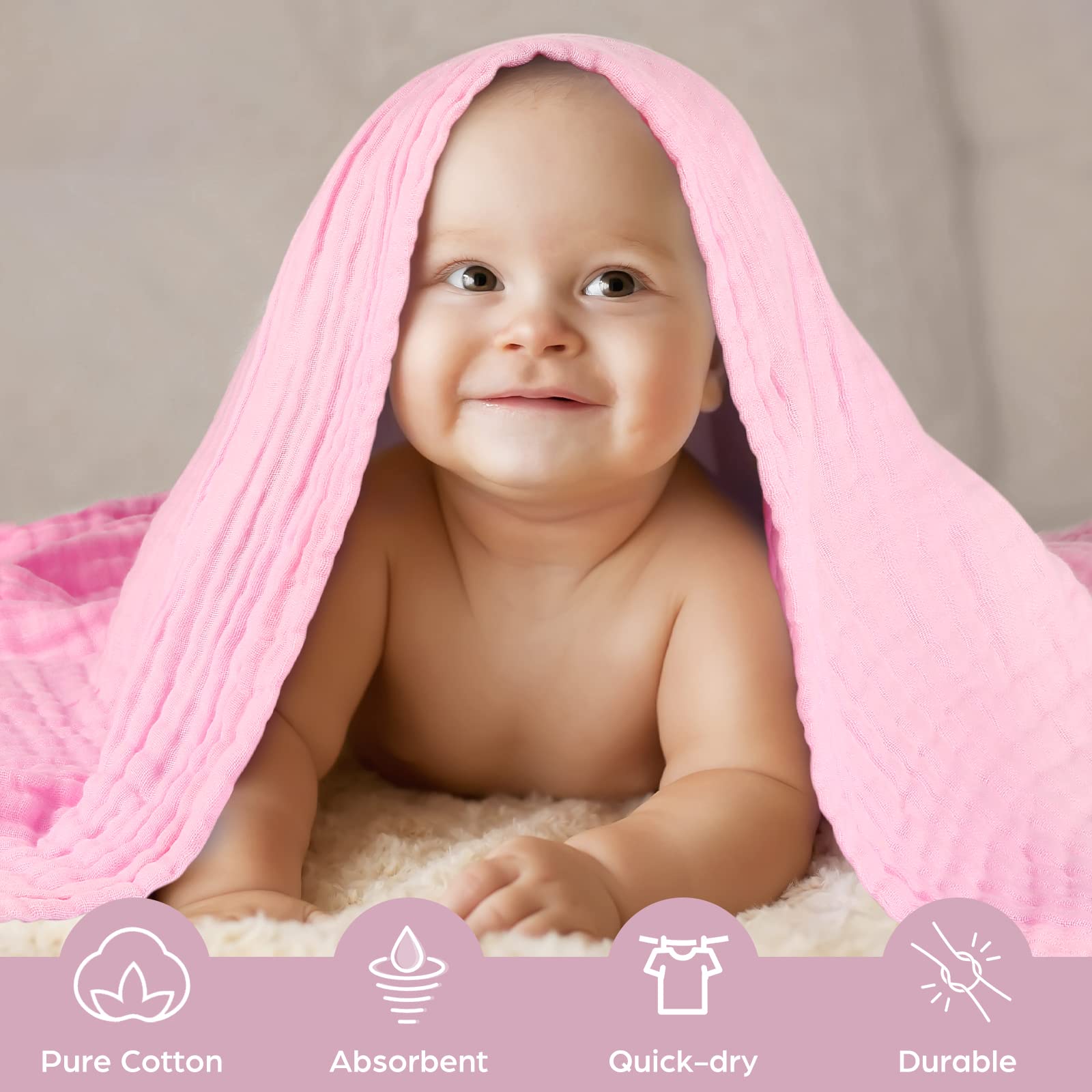 MUKIN swaddle blanket white-pink folded highlights cozy design for newborns.