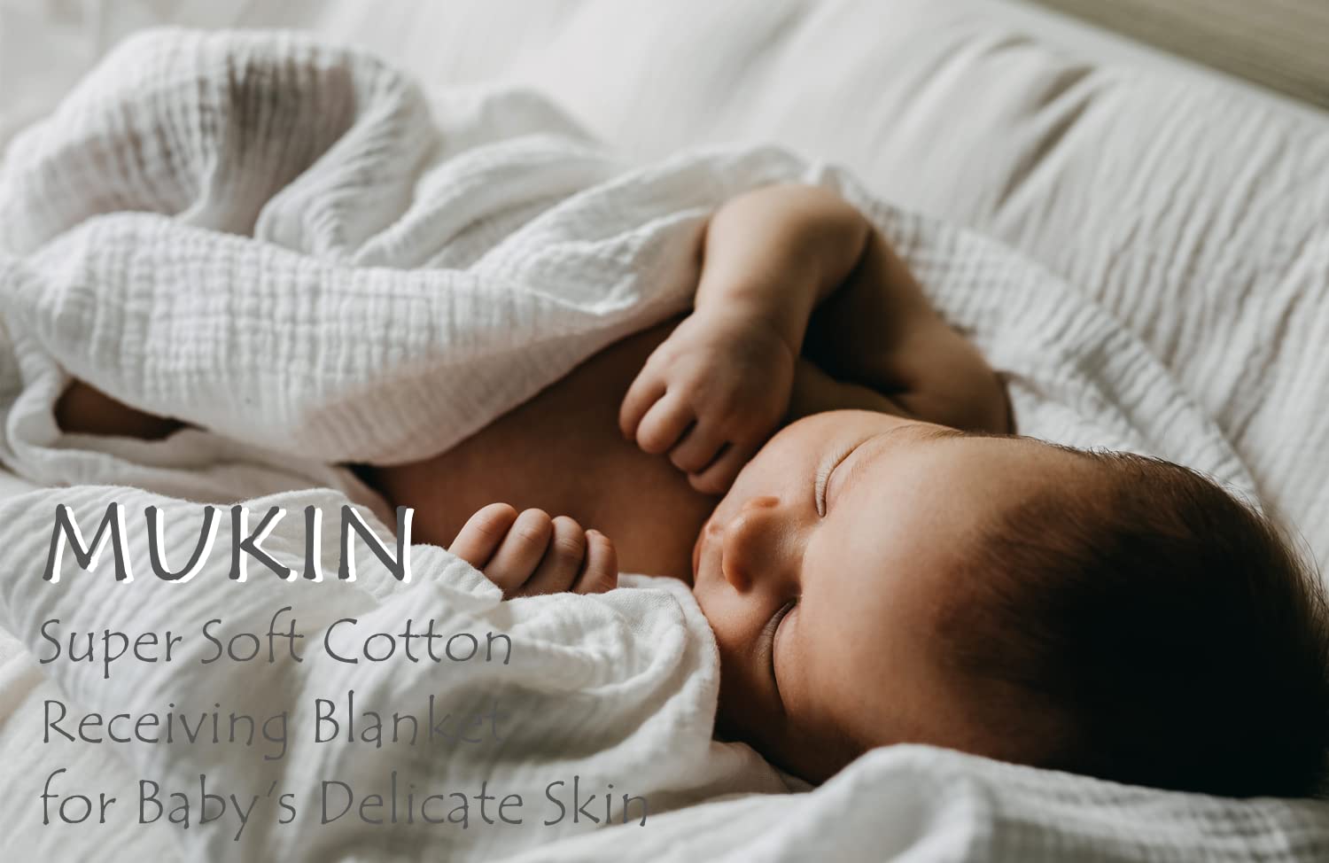 MUKIN swaddle blanket white demonstration of versatile baby use