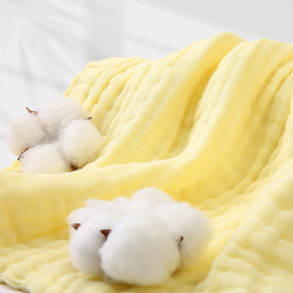 MUKIN white-yellow fabric showcases fast-dry feature and gentle touch.