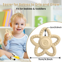 Mukoiber vibrating sensory chew toy beige on table shows compact design.