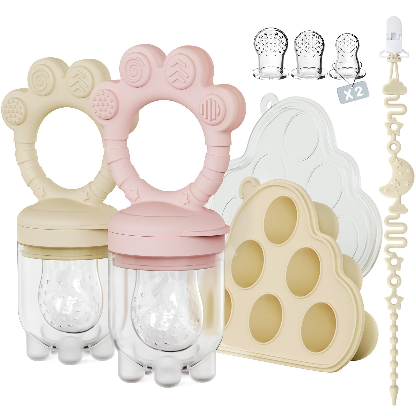 Mukylar 2pack baby fruit feeder close-up highlighting 2mm holes for safer solid foods