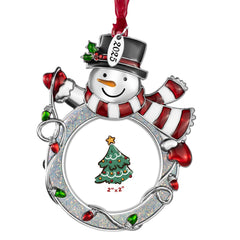 Mulumu 2025 snowman ornament photo frame with rhinestones and crystal shine, ready to display cherished photos.