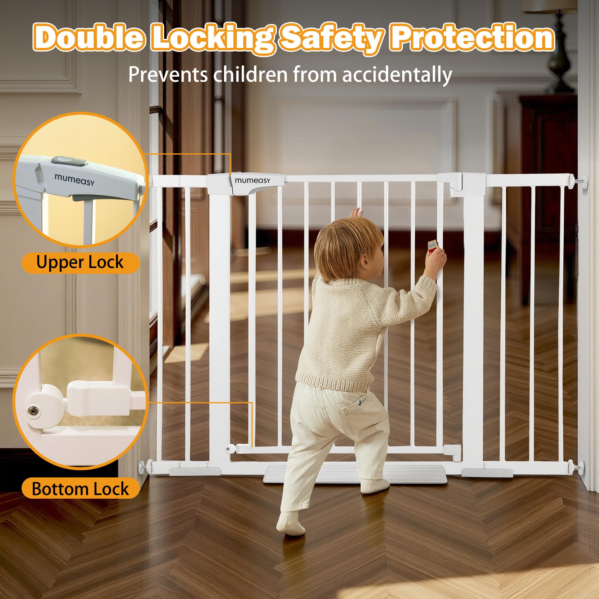Mumeasy auto-close feature demonstrates 90-degree swing with hands-free closure.