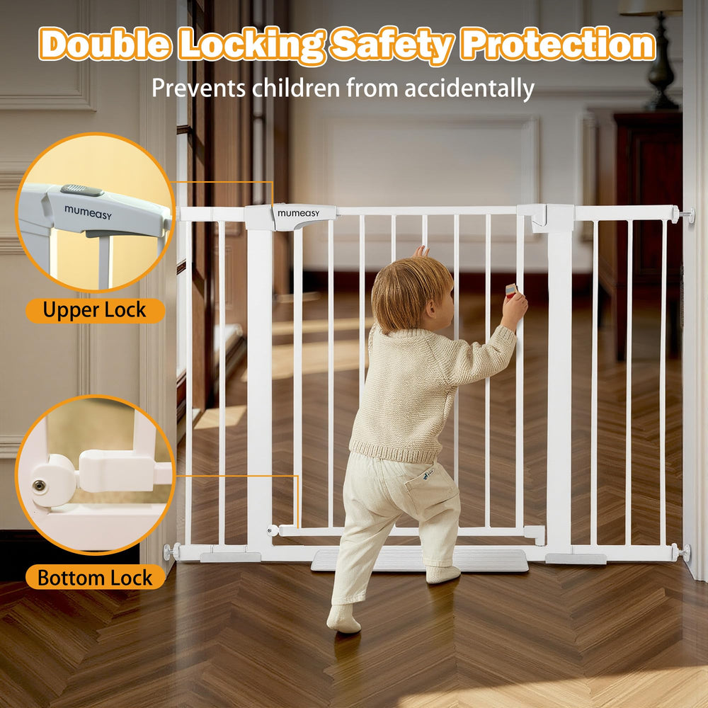 Mumeasy auto-close feature demonstrates 90-degree swing with hands-free closure.