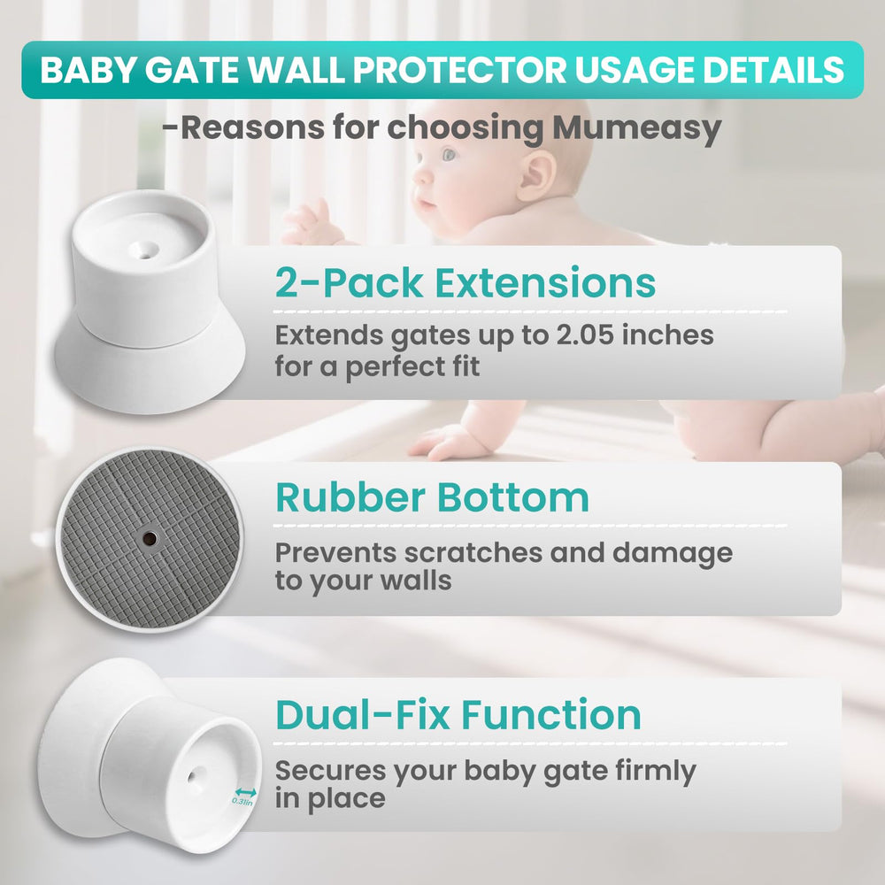 Mumeasy extension length 0.86–4.1in shows adjustable fit for gates.