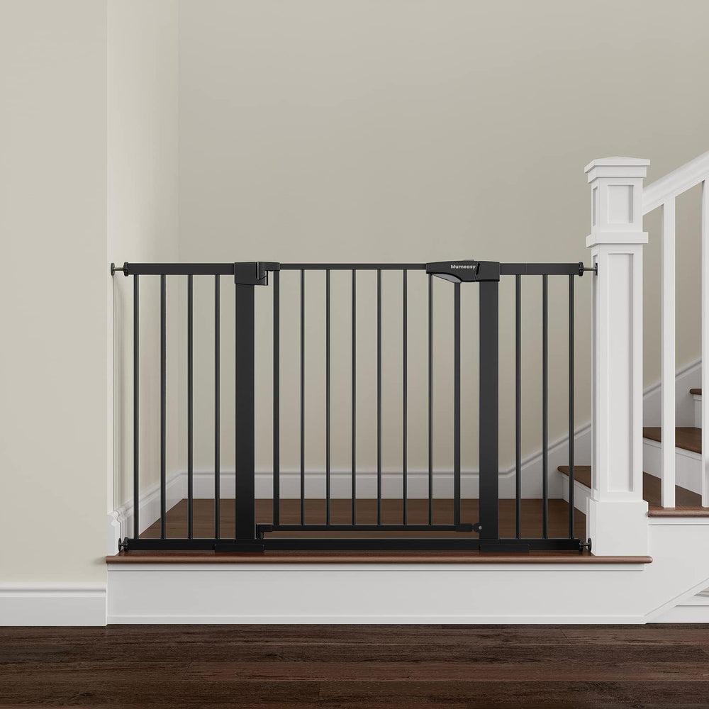 Mumeasy extra-wide baby gate extended to fit large openings for safer home transitions