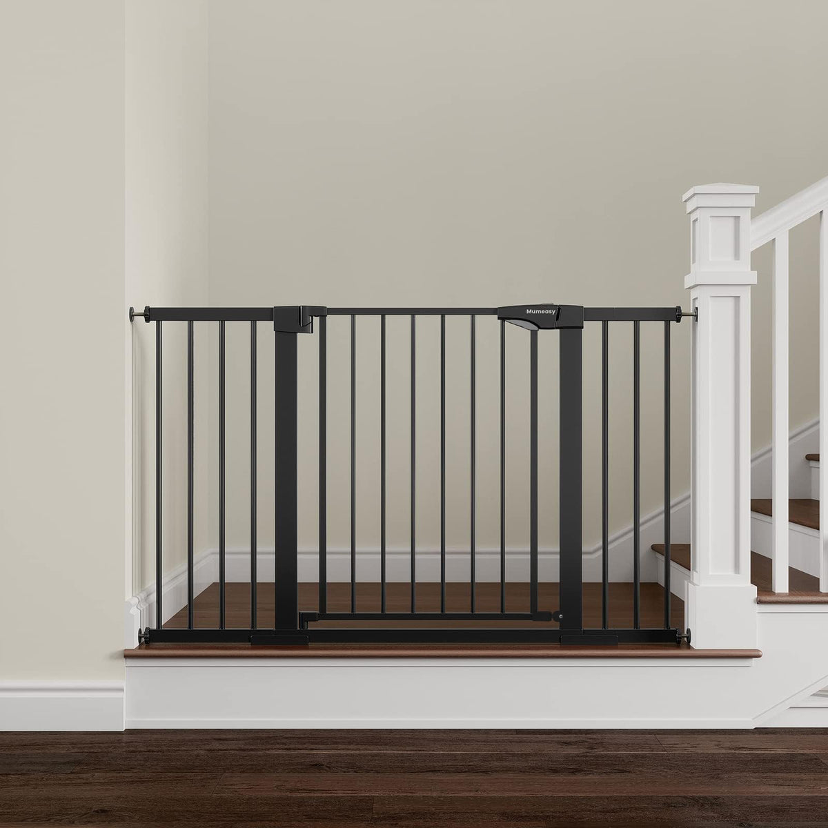 Mumeasy extra-wide baby gate extended to fit large openings for safer home transitions