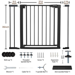 Mumeasy pressure-mount dog gate demonstrates tool-free setup and wall protection.