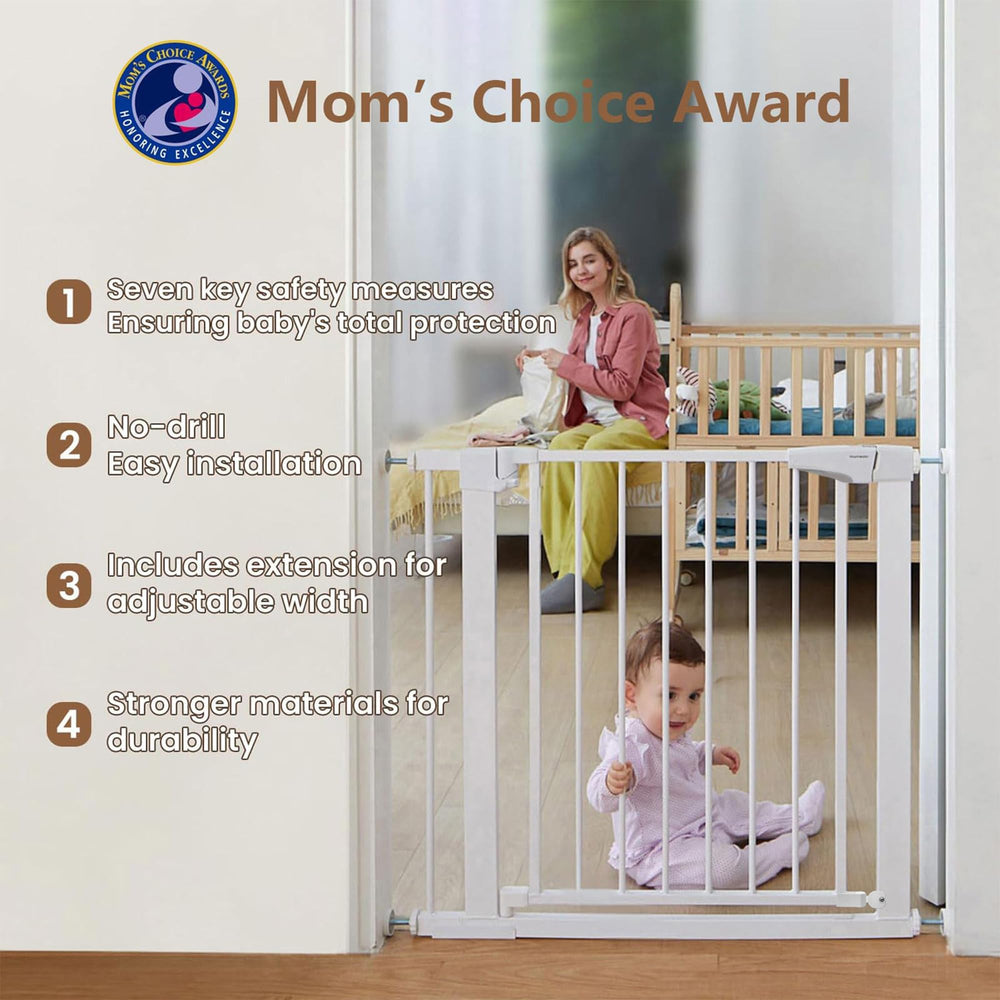 Mumeasy pressure-mounted gate for doorways adds reliable containment for pets.
