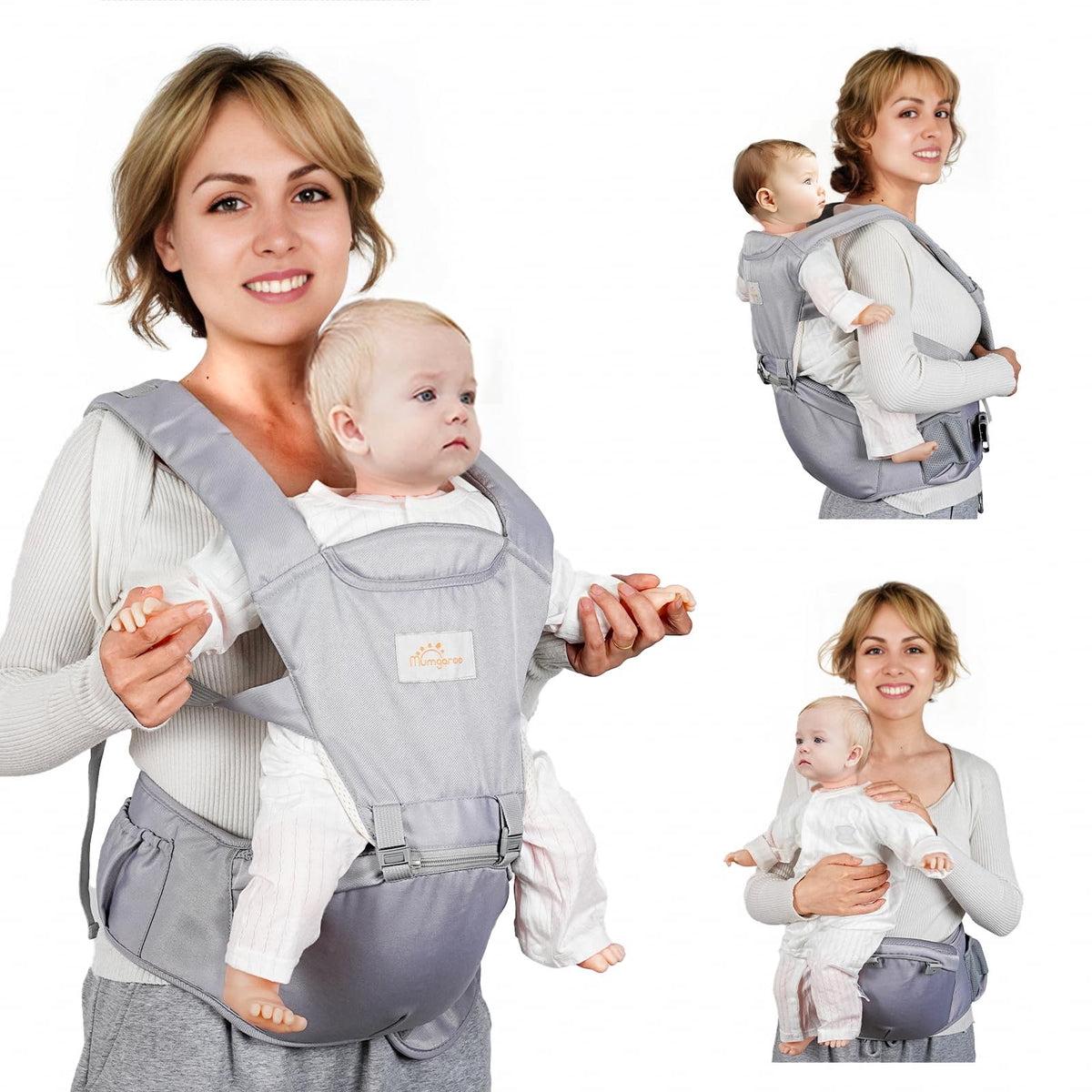 Mumgaroo baby carrier fabric close-up showing soft skin-friendly material for gentle newborn comfort.